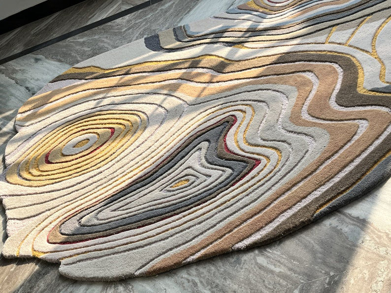 Hand-Tufted Geode Rug – Abstract Wool Area Rug for Living Room