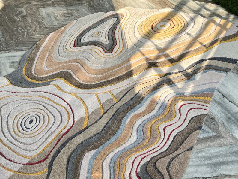 Hand-Tufted Geode Rug – Abstract Wool Area Rug for Living Room