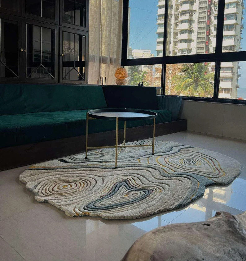 Hand-Tufted Geode Rug – Abstract Wool Area Rug for Living Room