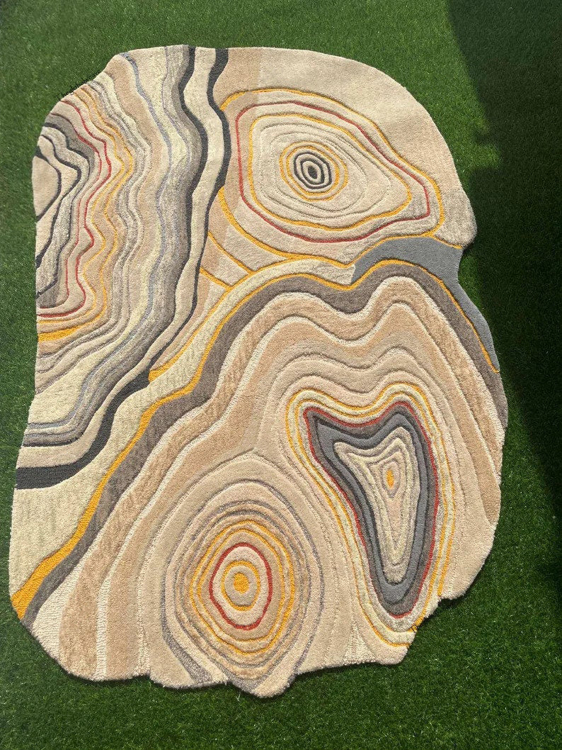 Hand-Tufted Geode Rug – Abstract Wool Area Rug for Living Room