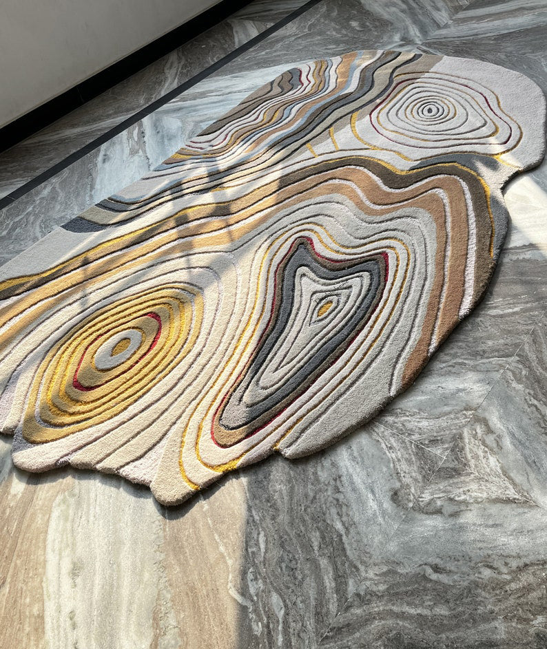 Hand-Tufted Geode Rug – Abstract Wool Area Rug for Living Room