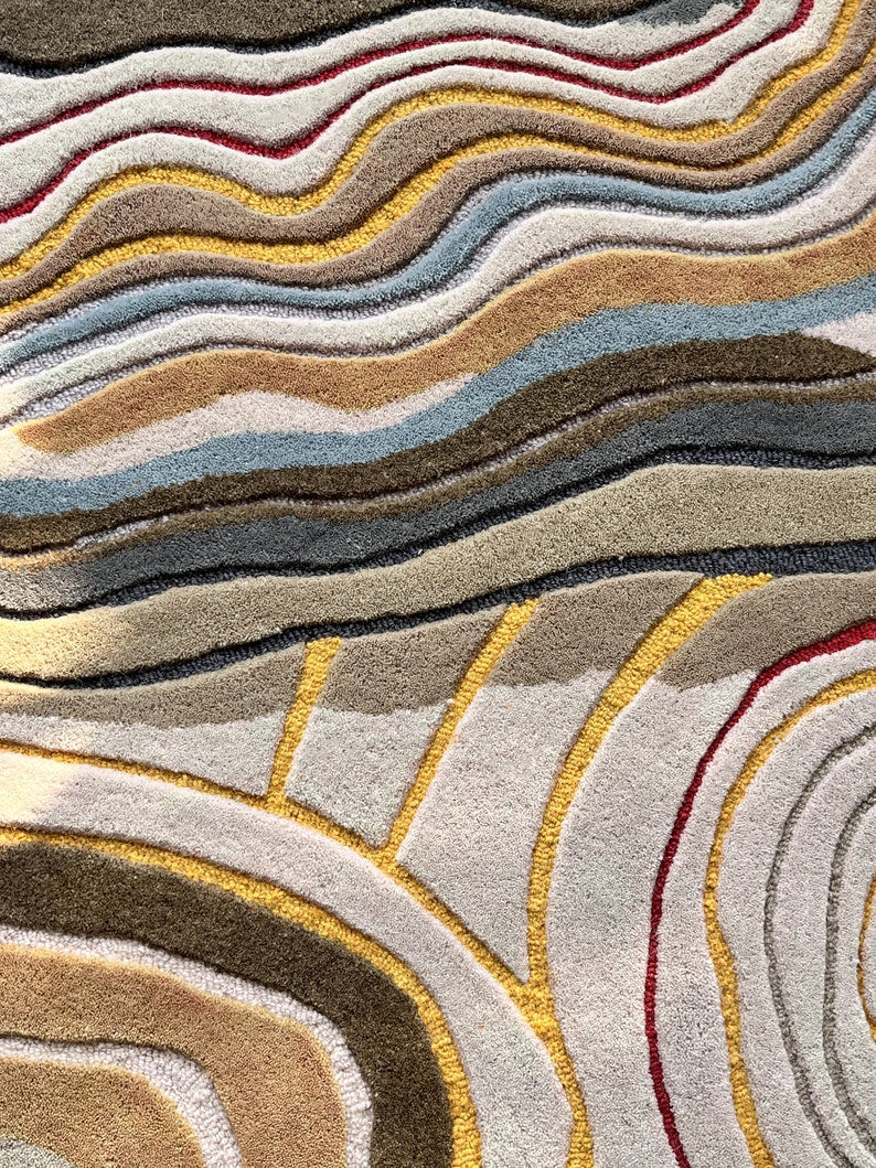 Hand-Tufted Geode Rug – Abstract Wool Area Rug for Living Room