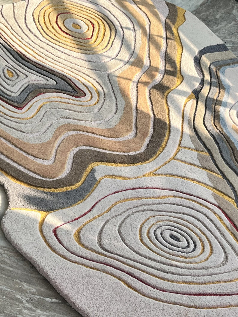 Hand-Tufted Geode Rug – Abstract Wool Area Rug for Living Room
