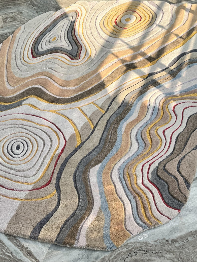 Hand-Tufted Geode Rug – Abstract Wool Area Rug for Living Room